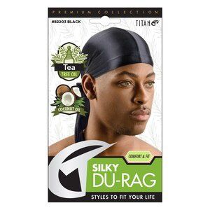TEA TREE &amp; COCONUT OIL DURAG SATIN DU-RAG BLK