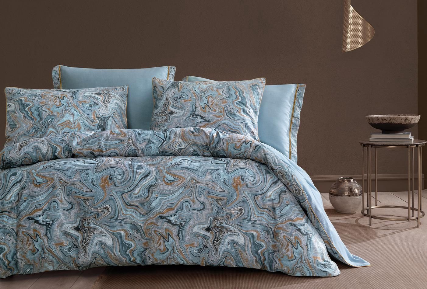 VINA PRINTED VELVET SATEEN DUVET COVER SET