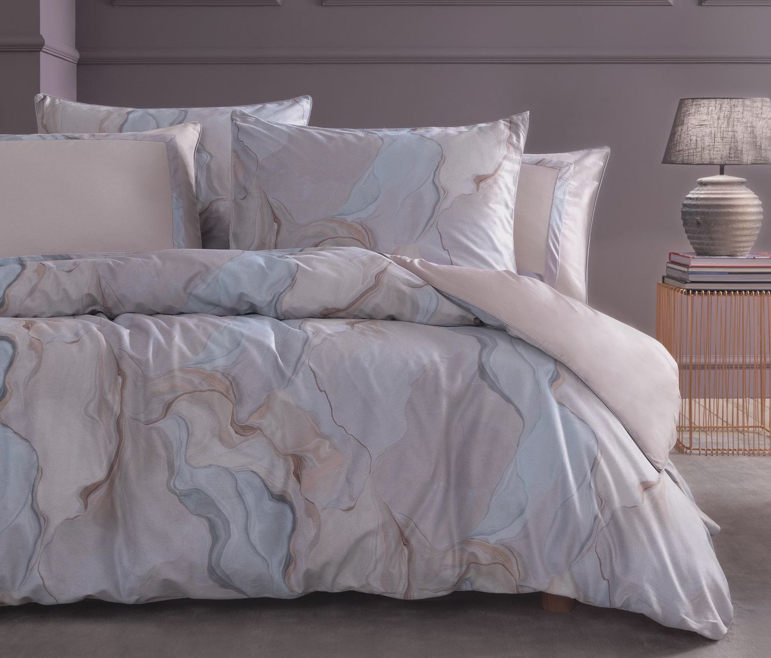 VALERI PRINTED VELVET SATEEN DUVET COVER SET