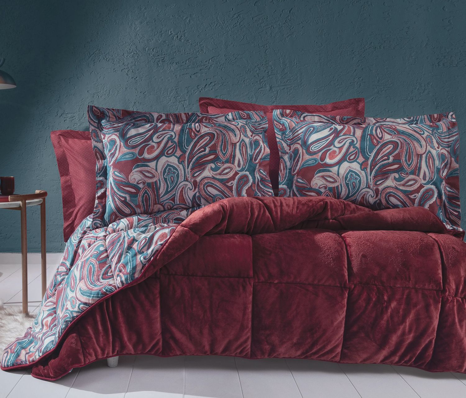 BARLETT TRIOLA SET, Size: QUEEN SIZE, color: BURGUNDY