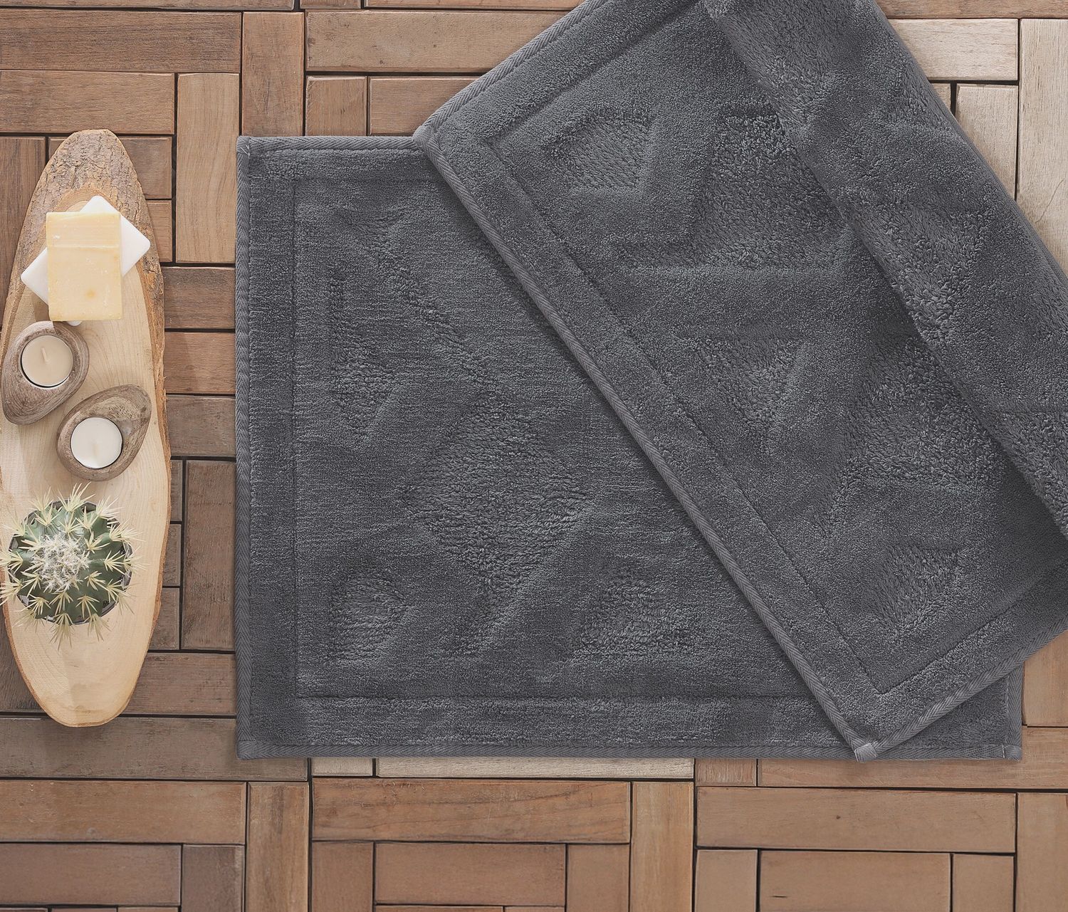 MILO BATH MAT SET, Size: 50X60cm + 60X100cm, color: ANTHRACITE