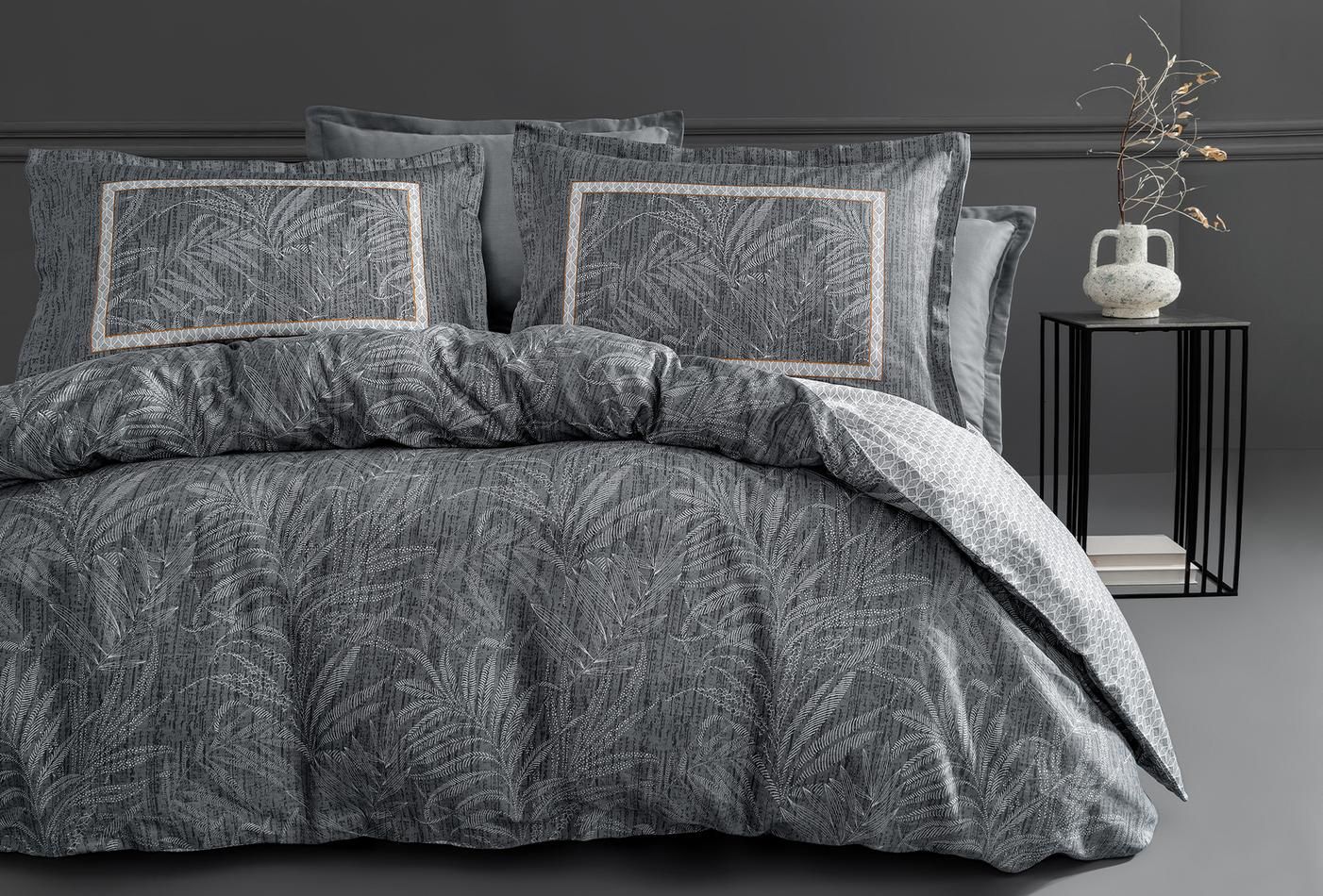 MERVIN SATEEN DUVET COVER SET, Size: KING SIZE, color: GRAY