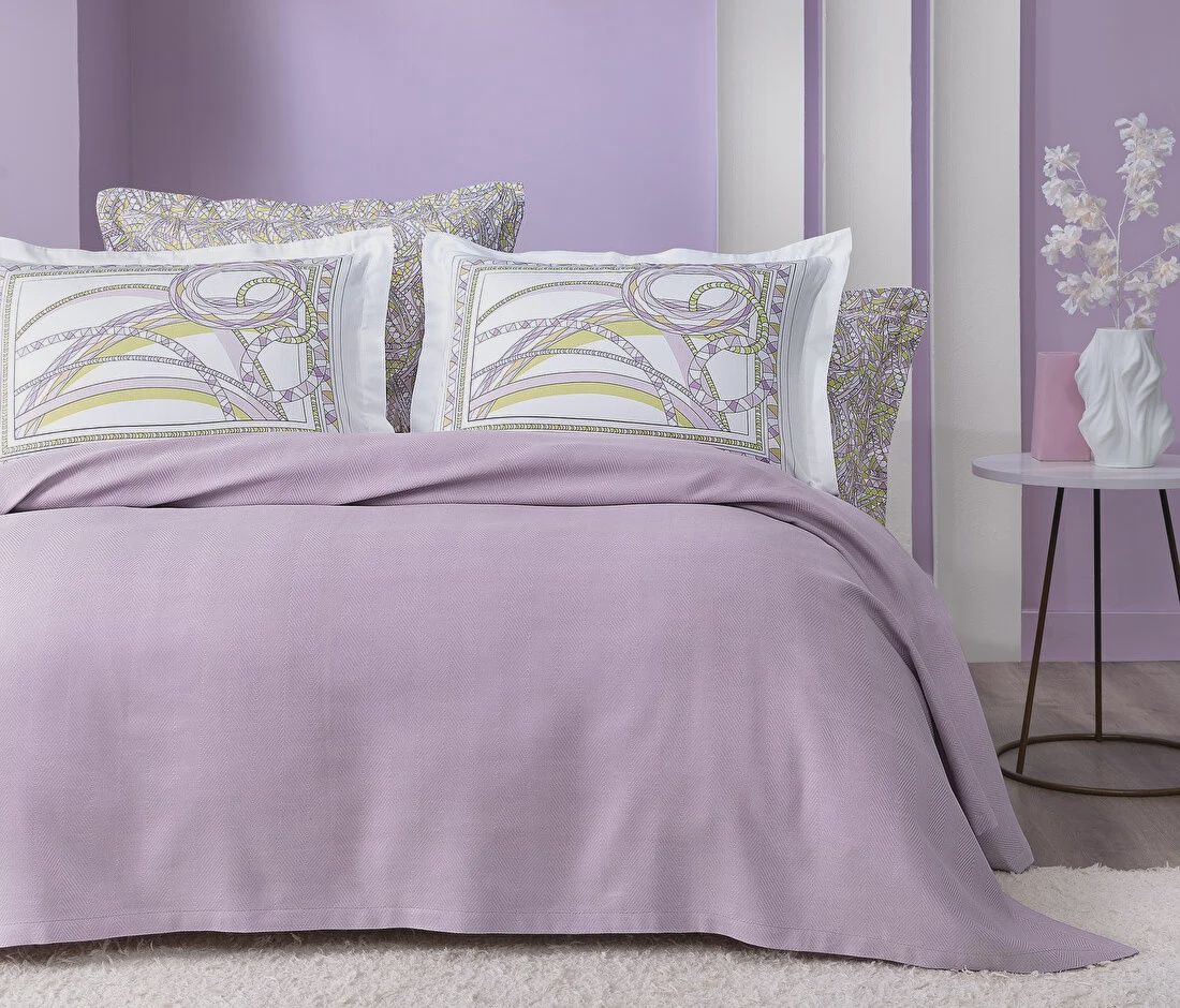 QUEEN SIZE RETRO BAMBOO PIQUE SET - LILAC