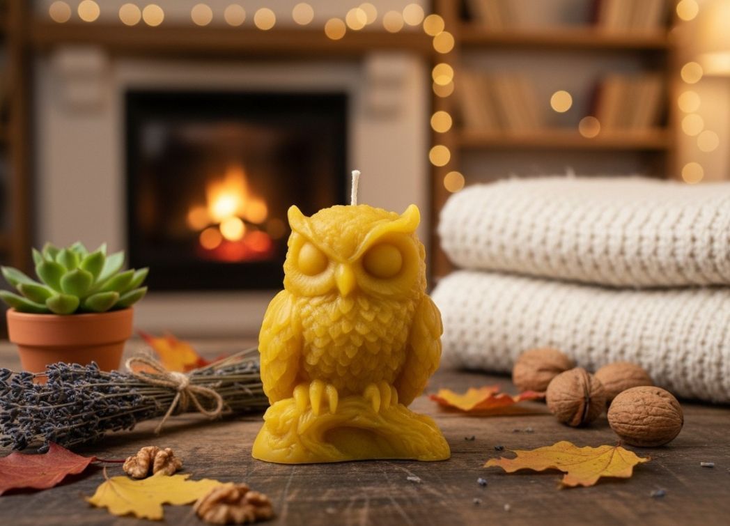 Świeca z wosku pszczelego SOWA