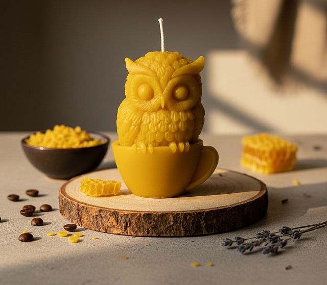 Świeca z wosku pszczelego SOWA2