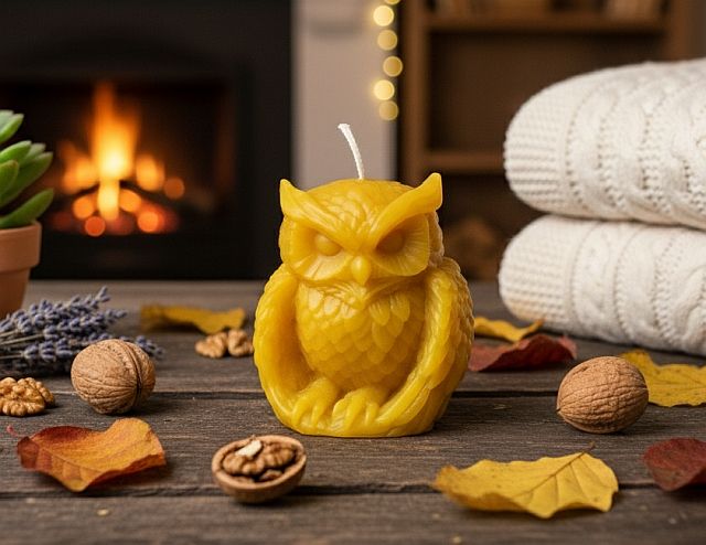 Świeca z wosku pszczelego SOWA3