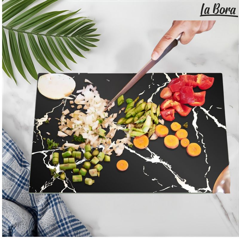 Glassnijplank met Marmeren Motieven - 4 in 1