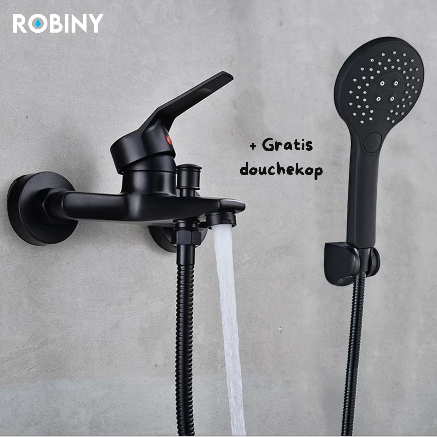 Robiny - Douchekraan - Badkraan - Met Gratis Douchekop Doucheslang en Douchekop Houder - Mengkraan - Doucheset - Mat Kraan