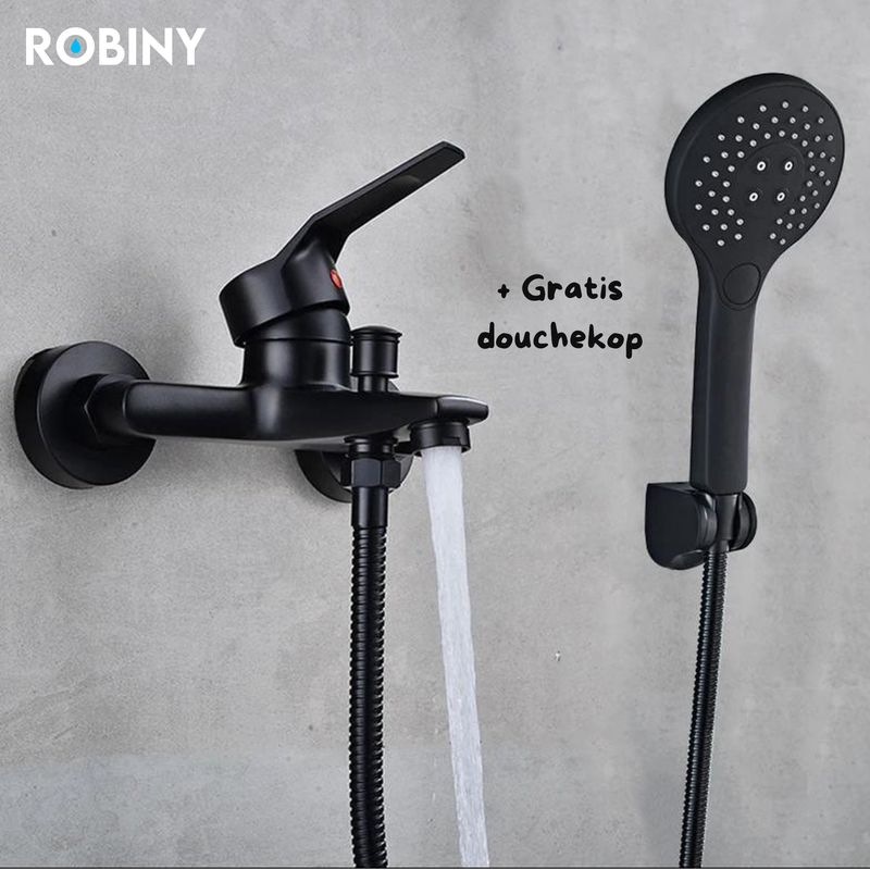 Robiny - Douchekraan - Badkraan - Met Gratis Douchekop Doucheslang en Douchekop Houder - Mengkraan - Doucheset - Mat Kraan