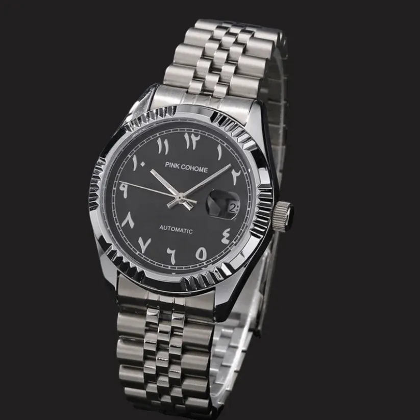 Luxe Horloge met Arabische Cijfers - Mechanisch Automatic Movement - RVS - GRATIS Verstelsetje