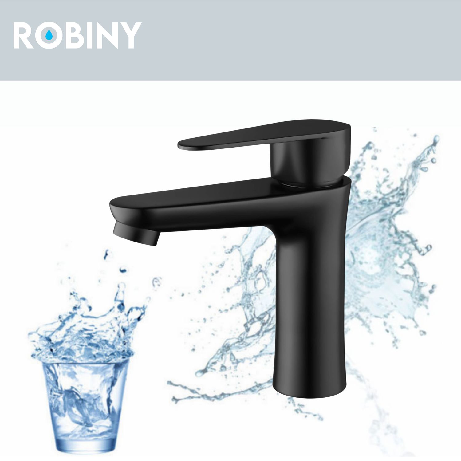 Robiny - Wastafelkraan - Badkamerkraan - Waterbesparend - Middelhoge Uitloop - Mat Zwart