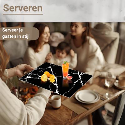 Zwarte marmertextuur - Snijplanken glas