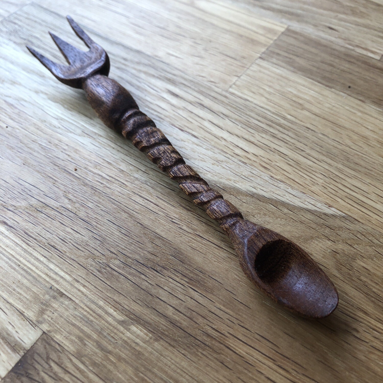 Small Hand Carved Spork From Mahogany
