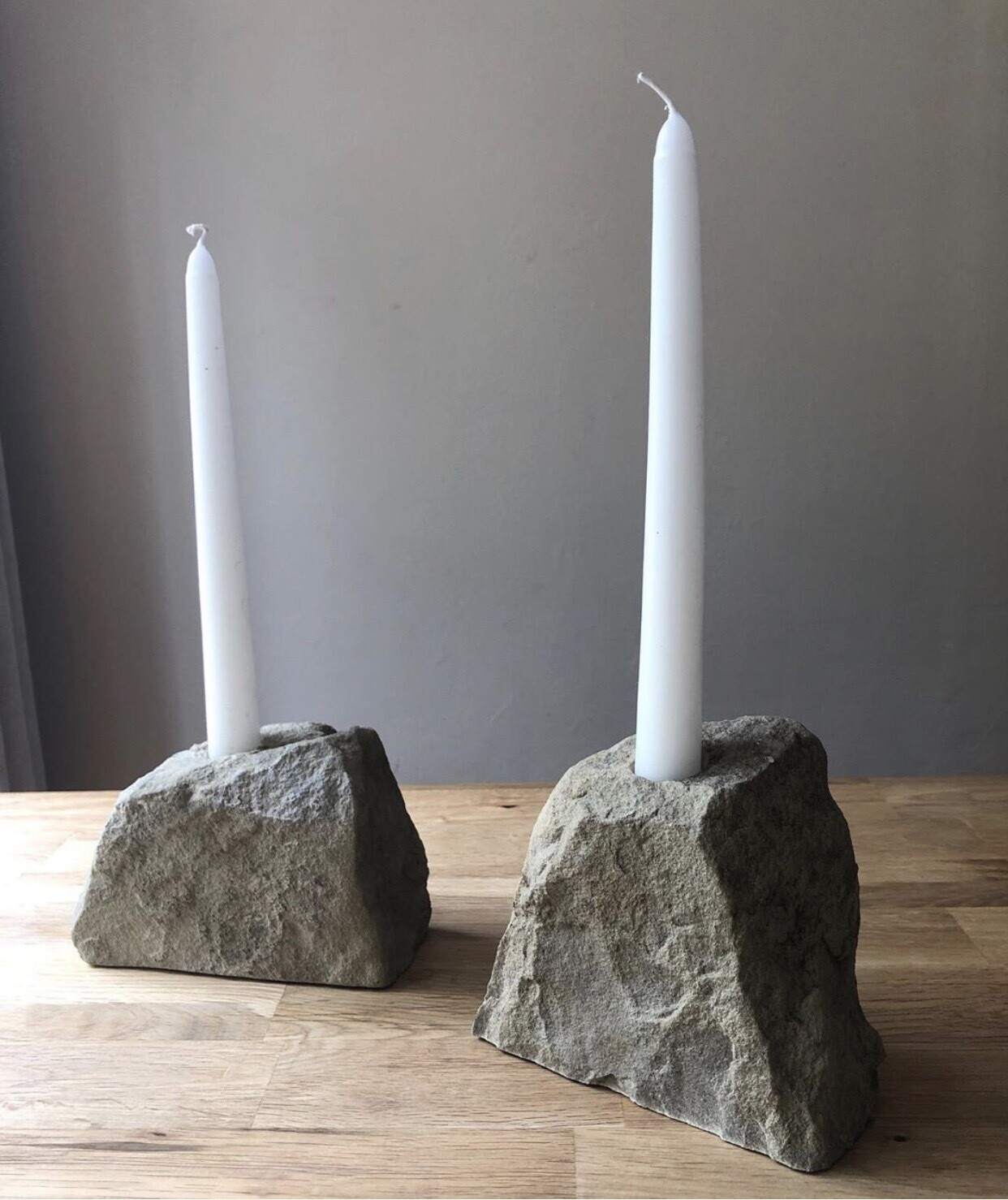 Large Sandstone Candle Holders X2