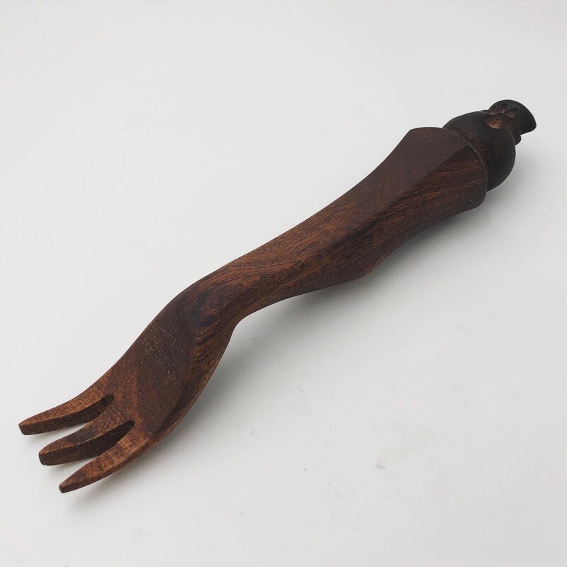 Hand Carved Wooden Serving Fork 