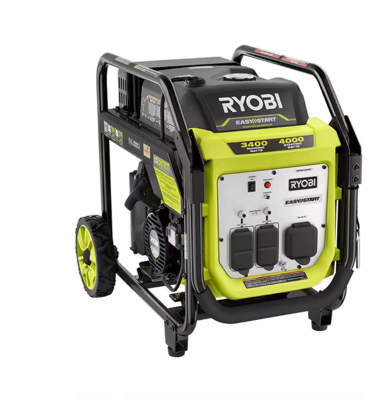 4000-Watt Recoil Start Gasoline Powered Digital Inverter Generator with CO Detect Shutdown Sensor