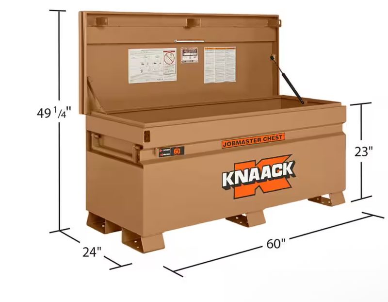 60 in. W x 24 in. L x 28 in. H, Steel Jobsite Tool Storage Chest
