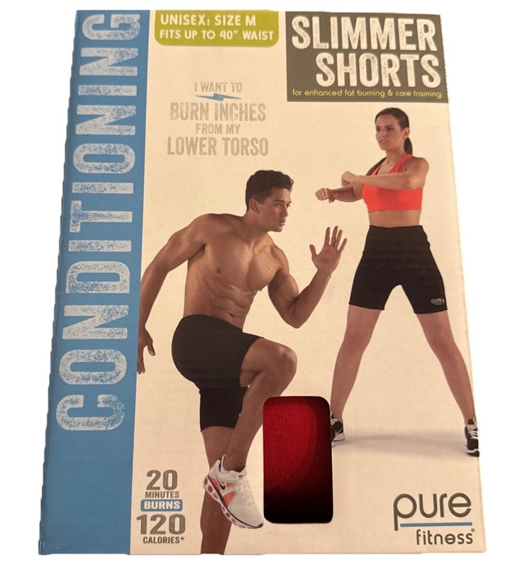 Pure Fitness Slimmer Red Shorts Unisex Size Medium Fits Up to 40 Waist