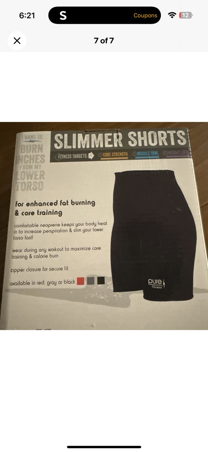 Pure Fitness Slimmer Red Shorts Unisex Size Medium Fits Up to 40 Waist, Color: Black, Size: M