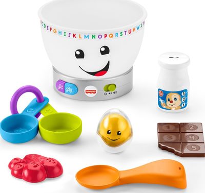Fisher-Price Baby Learning Toy Laugh &amp; Learn Magic Color Mixing Bowl with Pretend Food Music &amp; Lights for Ages 6+ Months