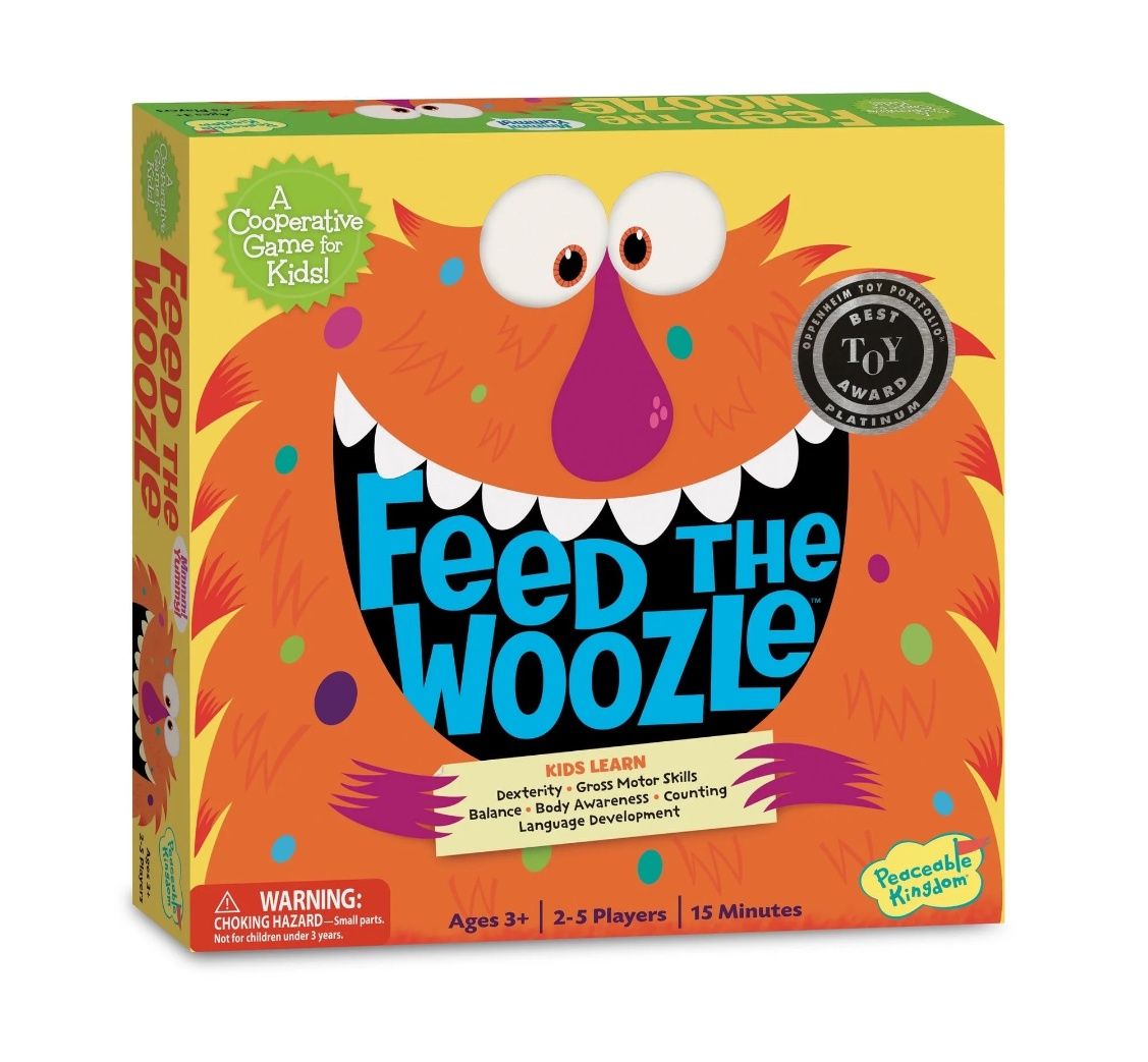 Peaceable Kingdom Feed The Woozle Cooperative Game for 2 to 5 Kids Ages 3 Years and Up, Learn Social Skills While Completing Physical Challenges