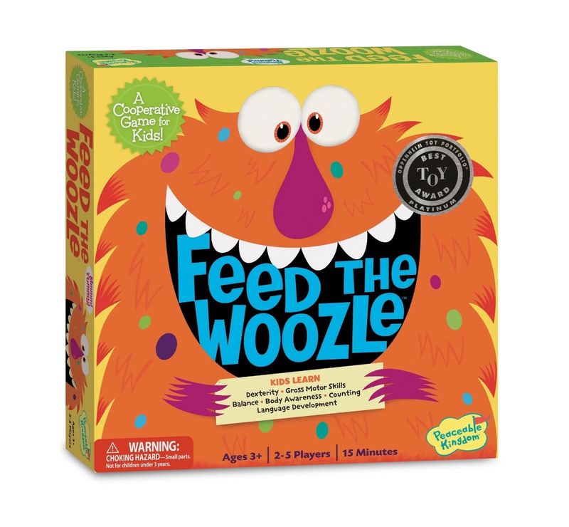 Peaceable Kingdom Feed The Woozle Cooperative Game for 2 to 5 Kids Ages 3 Years and Up, Learn Social Skills While Completing Physical Challenges