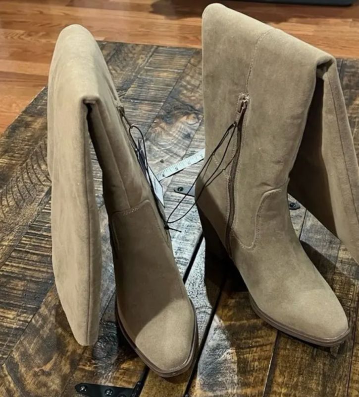 Scrunch Tan Tall Heeled Boots - New Women