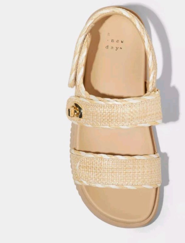 Women's Tilly Raffia Platform Footbed Sandals - A New Day