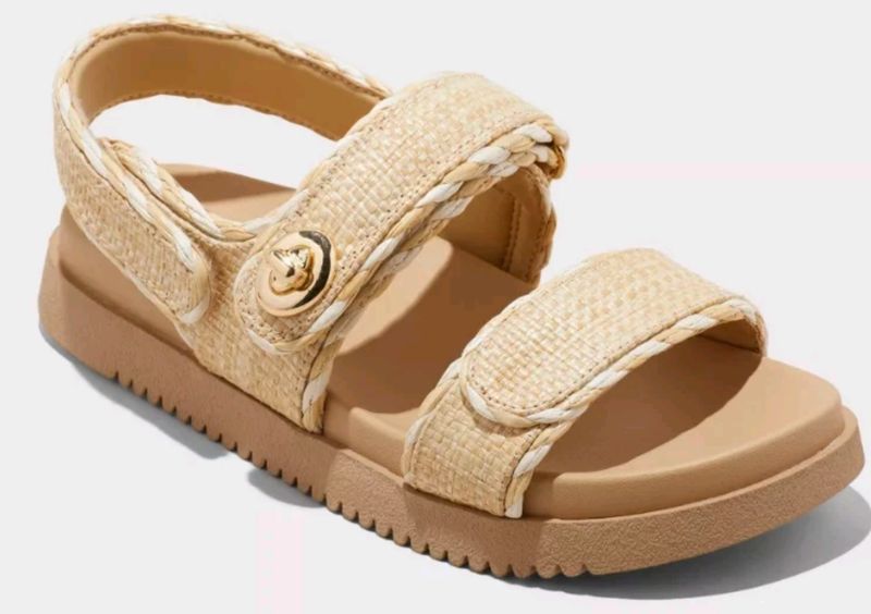 Women's Tilly Raffia Platform Footbed Sandals - A New Day