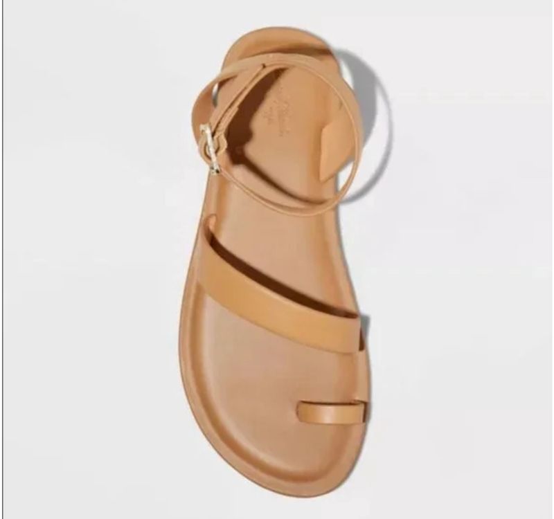 Women's Sol Toe Loop Ankle Strap Sandals with Memory Foam Insole