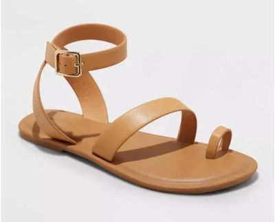 Women's Sol Toe Loop Ankle Strap Sandals with Memory Foam Insole