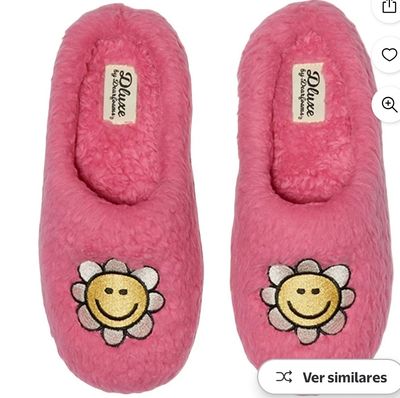 Dluxe By Dearfoams Zapatillas de Diapositivas Sonrientes Margaritas para Mujer