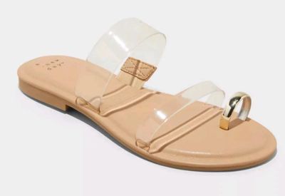 Women's Honey Metal Toe Loop Double Band Slide Sandals with Memory Foam Insole