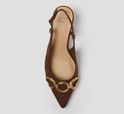 Women's Tabitha Oversized Chain Sling Back Heels with Memory Foam Insole Si