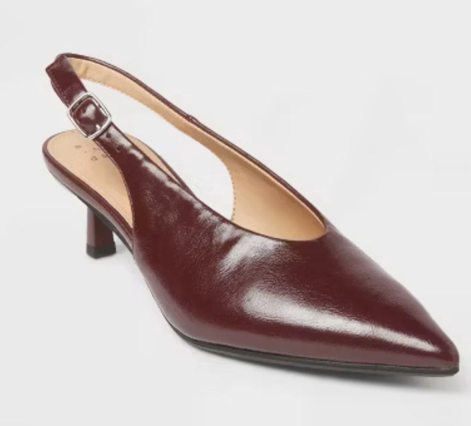 Women’s Samantha Sling Back Kitten Heels – A New Day™ Burgundy, Size: 11
