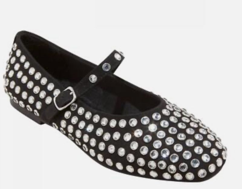 A New Day Womens Issa Rhinestone Mary Jane Ballet Flats