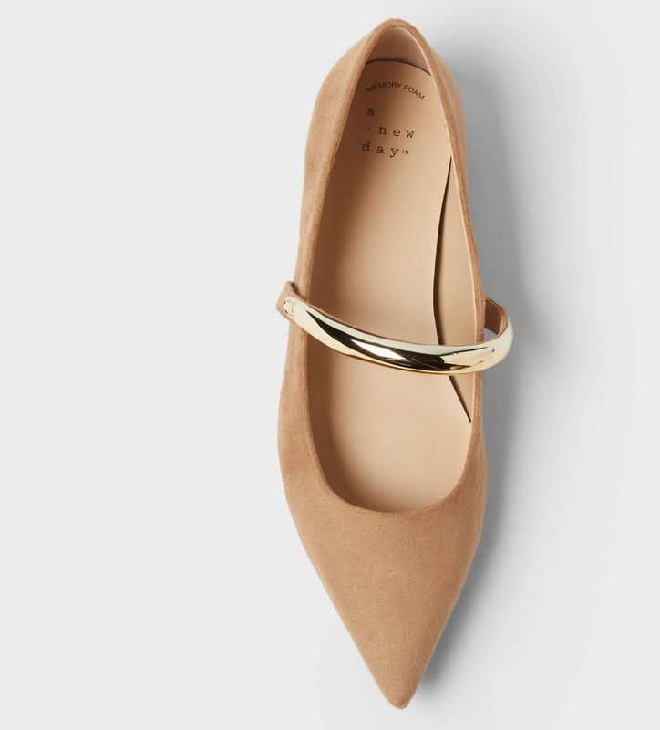 Women's Cassidee Metal Mary Jane Flats with Memory Foam Insole - A New Day™ Taupe