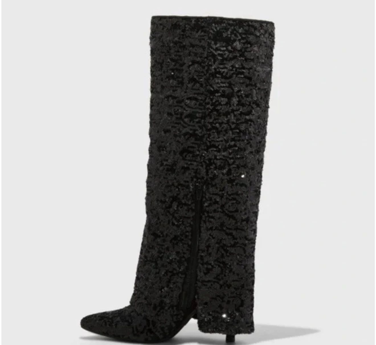 Women's Abba Sequin Foldover Tall Boots - A New Day, Size: 8.5