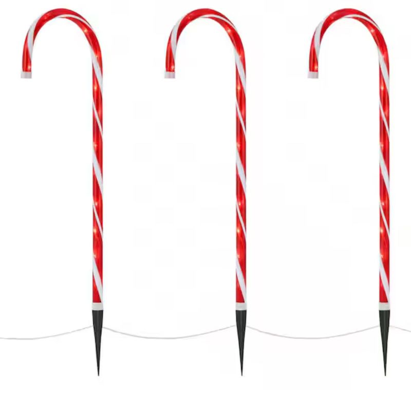 3 ft. Warm White Candy Cane LED Pathway Lights (Set of 3)