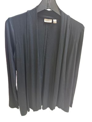 black open-front long cardigan