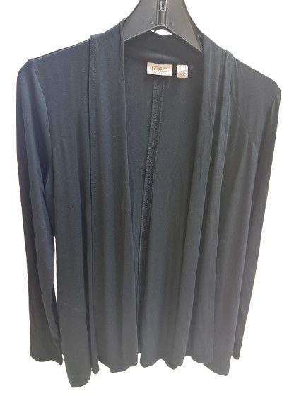 black open-front long cardigan