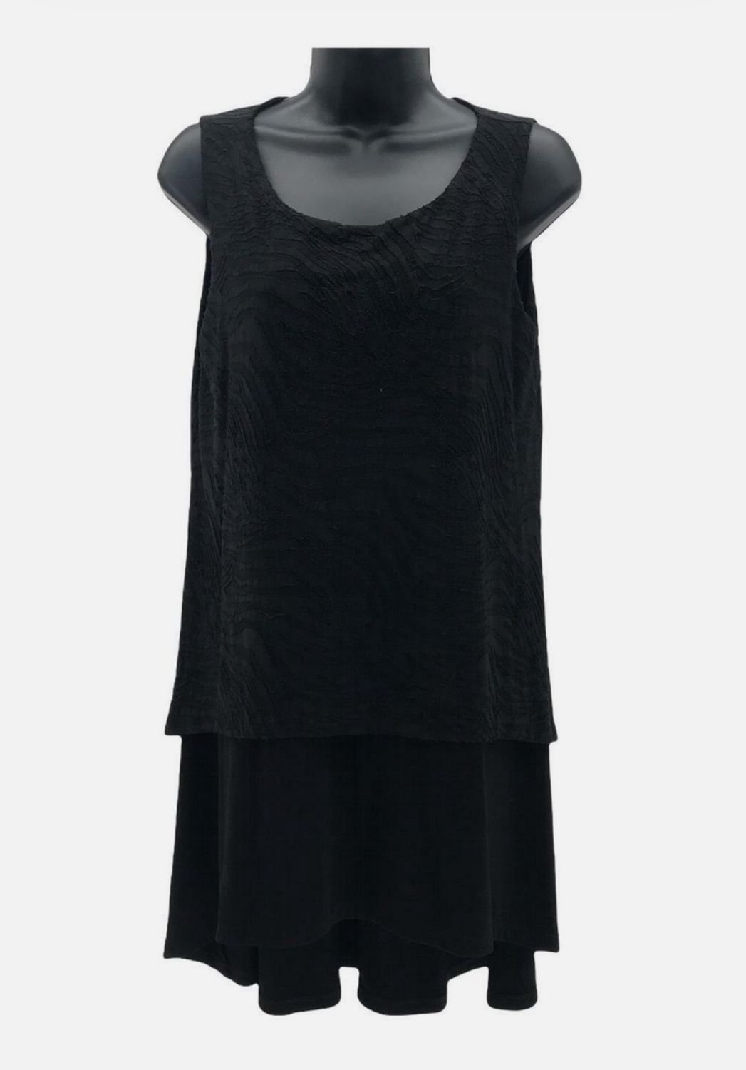 Dennis Basso Caviar Crepe Hi-Low Knit Tunic Bold Black