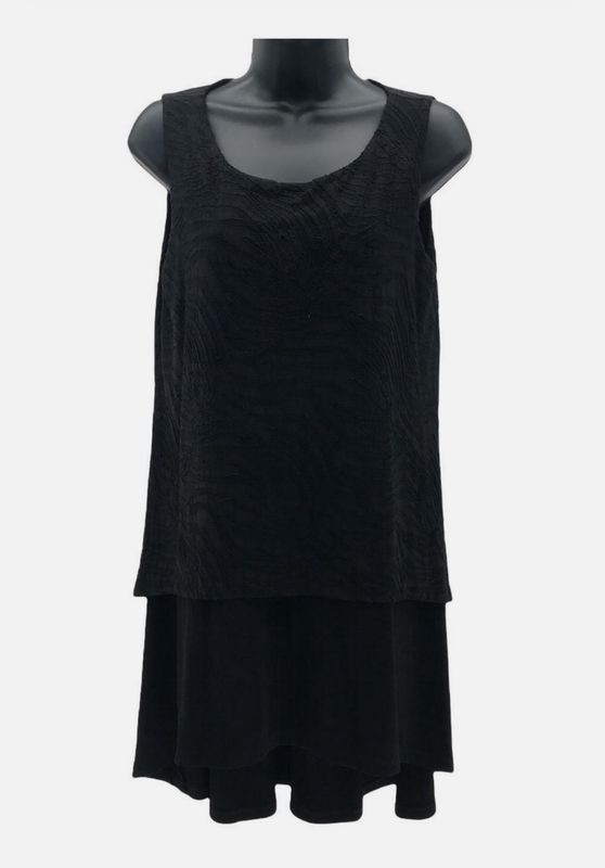 Dennis Basso Caviar Crepe Hi-Low Knit Tunic Bold Black