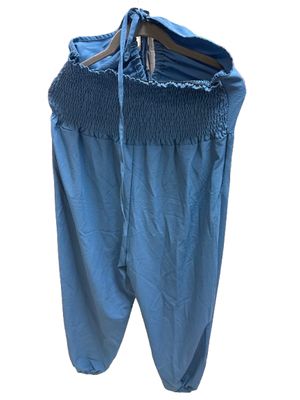 blue harem-style casual pants