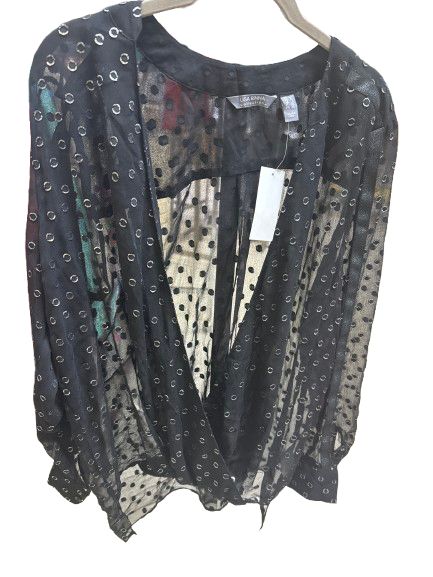 black polka dot tunic, Size: L