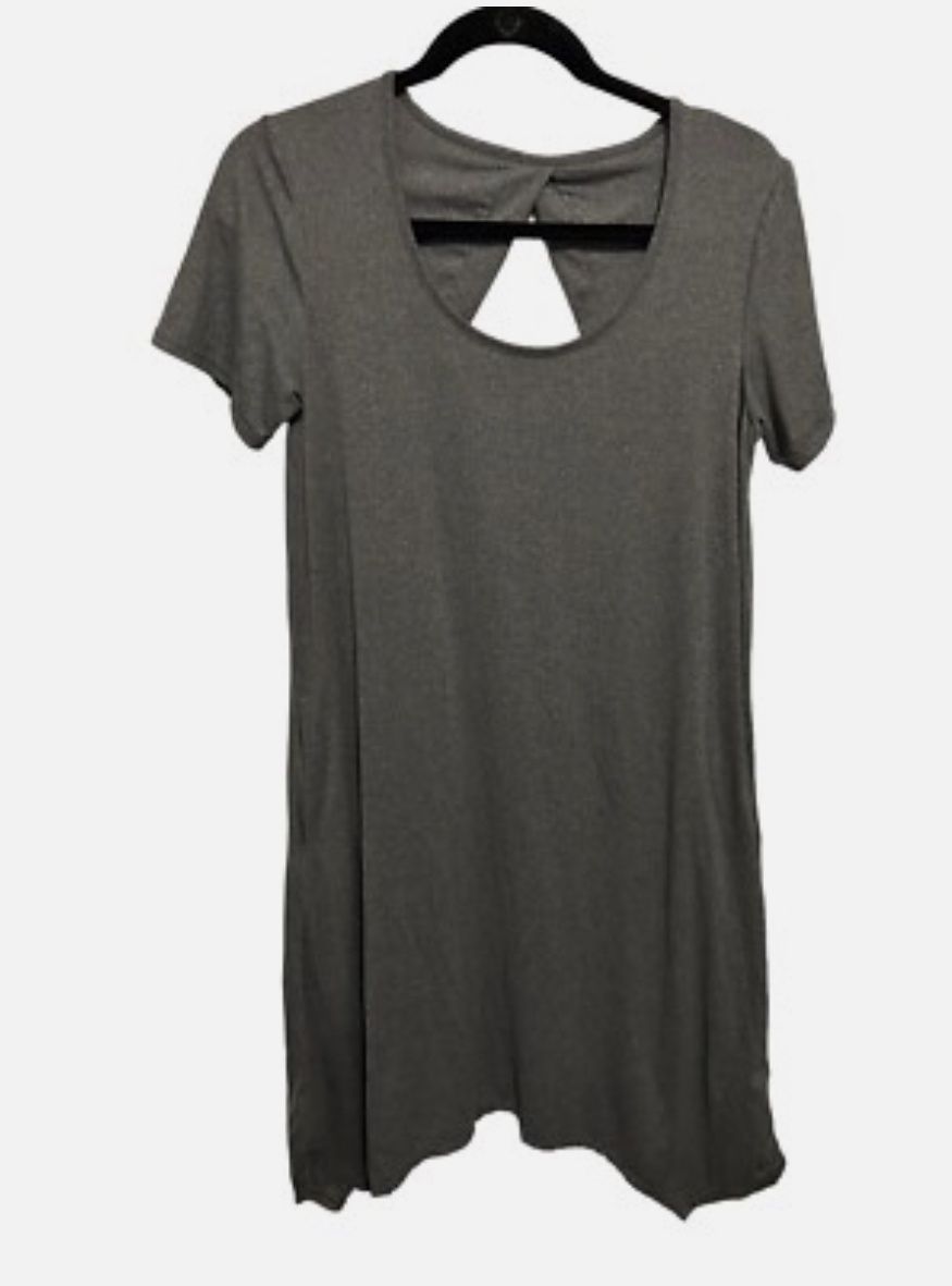 CuddIDuds Grey Short Sleeve With Pockets Flexwear Midi Dress