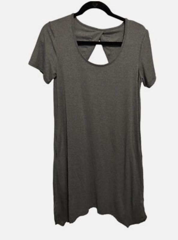CuddIDuds Grey Short Sleeve With Pockets Flexwear Midi Dress