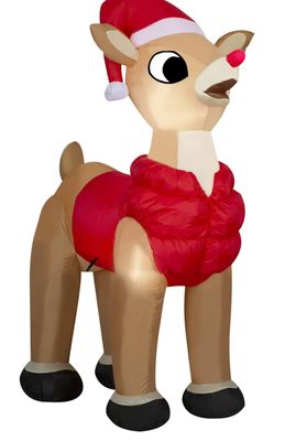 Christmas Inflatables (6 ft. LED Rudolph with Puffer Vest Inflatable)
