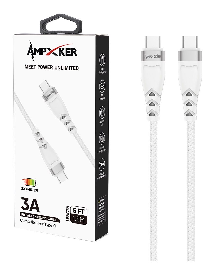 PD Type C - Cable - 3 AMP - Fast Charging - Nylon Braided Aluminium Alloy