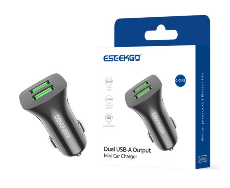 ESEEKGO C-01AB Dual USB-A Output Mini Car Charger
